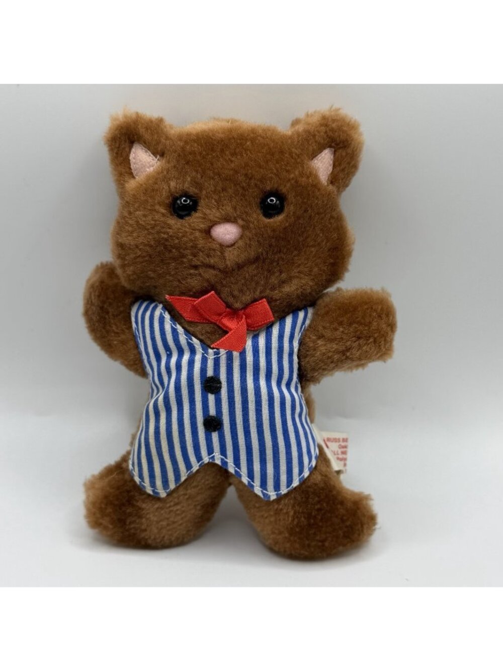 Vintage Russ Berrie Mr. Gingerbread Kitty Cat Plush Thin Stuffed Animal FLAW